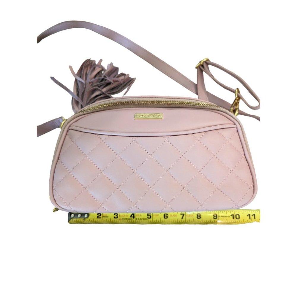 Joy & Iman Diamond Quilted Genuine Leather Crossbody with RFID Dark Blush - Picture 12 of 16